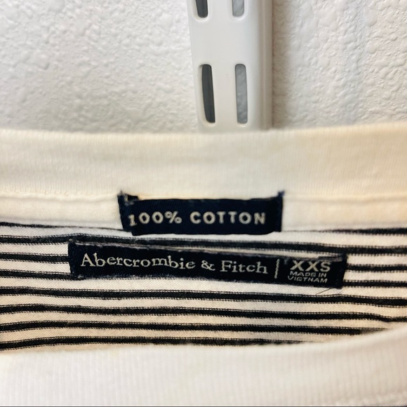 ABERCROMBIE $ Fitch sweatshirt long tee cropped striped CHEERS - Picture 9 of 10